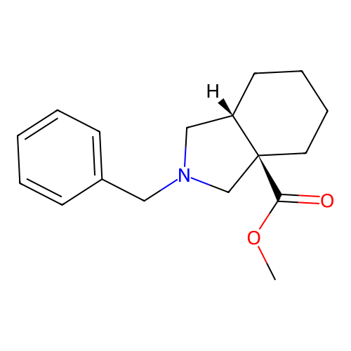 methyl cis-2-benzyl-3,4,5,6,7,7a-hexahydro-1H-isoindole-3a-carboxylate structure
