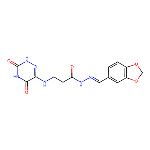 N'-(Benzo[d][1,3]dioxol-5-ylmethylene)-3-((3,5-dioxo-2,3,4,5-tetrahydro-1,2,4-triazin-6-yl)amino)propanehydrazide structure