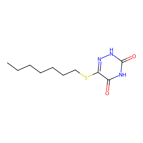 6-(heptylthio)-1,2,4-triazine-3,5(2H,4H)-dione structure