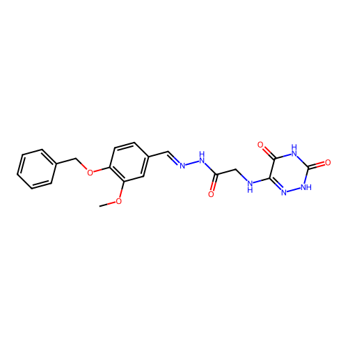(E)-N'-(4-(benzyloxy)-3-methoxybenzylidene)-2-((3,5-dioxo-2,3,4,5-tetrahydro-1,2,4-triazin-6-yl)amino)acetohydrazide structure