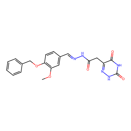 (E)-N'-(4-(benzyloxy)-3-methoxybenzylidene)-2-(3,5-dioxo-2,3,4,5-tetrahydro-1,2,4-triazin-6-yl)acetohydrazide structure