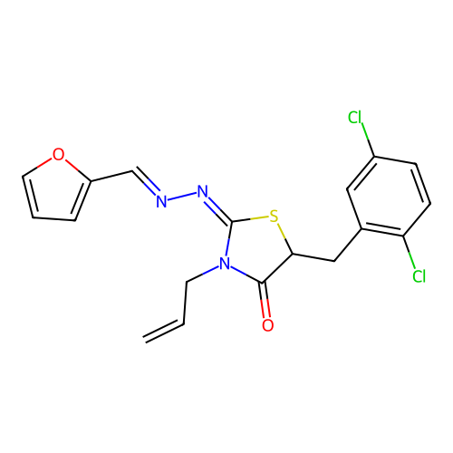 3-Allyl-5-(2,5-dichlorobenzyl)-2-((furan-2-ylmethylene)hydrazono)thiazolidin-4-one structure