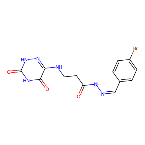(Z)-N'-(4-bromobenzylidene)-3-((3,5-dioxo-2,3,4,5-tetrahydro-1,2,4-triazin-6-yl)amino)propanehydrazide structure