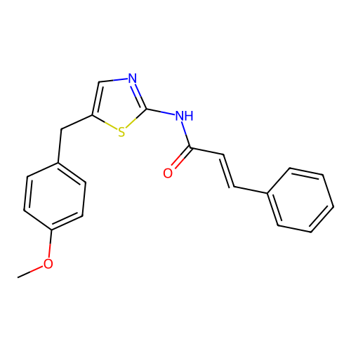 (2E)-N-[5-(4-methoxybenzyl)-1,3-thiazol-2-yl]-3-phenylprop-2-enamide structure