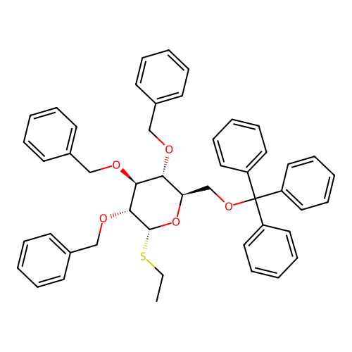 ethyl 2,3,4-tri-O-benzyl-1-thio-6-O-trityl-alpha-D-glucopyranoside structure