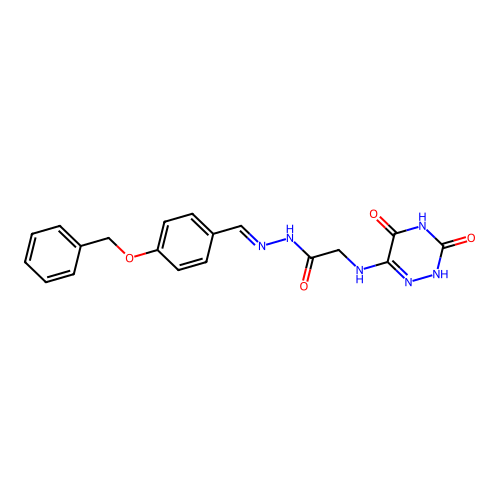 (E)-N'-(4-(benzyloxy)benzylidene)-2-((3,5-dioxo-2,3,4,5-tetrahydro-1,2,4-triazin-6-yl)amino)acetohydrazide structure