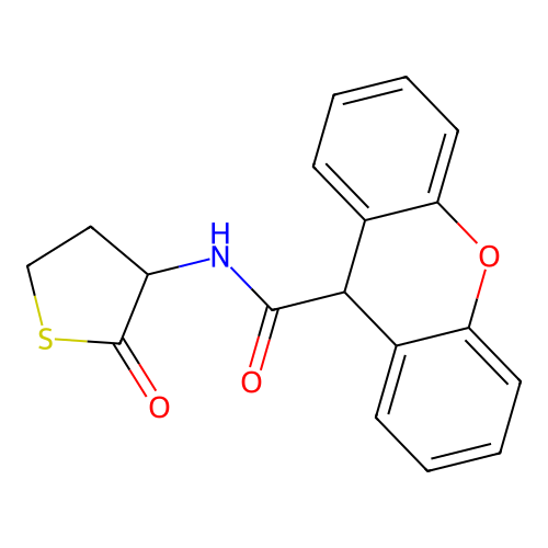 N-(2-oxotetrahydrothiophen-3-yl)-9H-xanthene-9-carboxamide structure