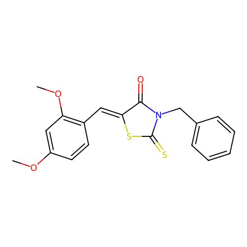 (Z)-3-benzyl-5-(2,4-dimethoxybenzylidene)-2-thioxothiazolidin-4-one structure