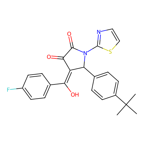 (4E)-5-(4-tert-butylphenyl)-4-[(4-fluorophenyl)(hydroxy)methylidene]-1-(1,3-thiazol-2-yl)pyrrolidine-2,3-dione structure