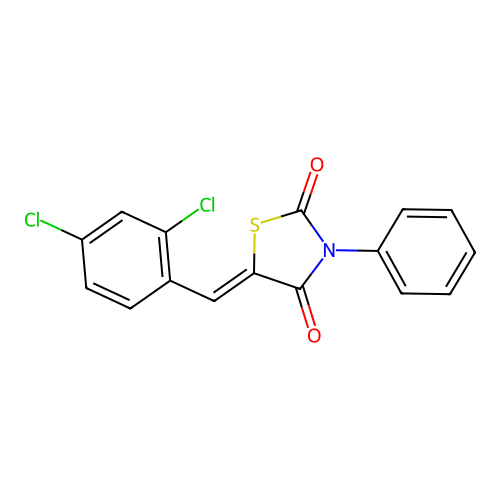 (Z)-5-(2,4-dichlorobenzylidene)-3-phenylthiazolidine-2,4-dione structure