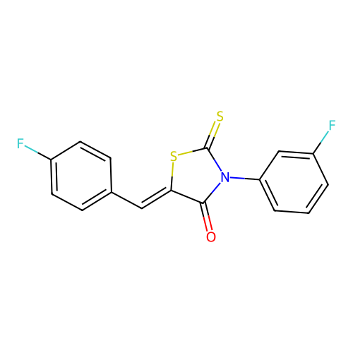 (5Z)-5-(4-fluorobenzylidene)-3-(3-fluorophenyl)-2-thioxo-1,3-thiazolidin-4-one structure