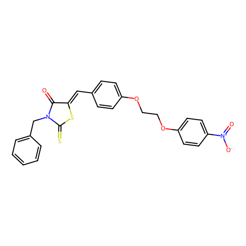 (5Z)-3-benzyl-5-{4-[2-(4-nitrophenoxy)ethoxy]benzylidene}-2-thioxo-1,3-thiazolidin-4-one structure