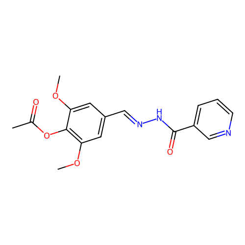 2,6-dimethoxy-4-{(E)-[(3-pyridinylcarbonyl)hydrazono]methyl}phenyl acetate structure