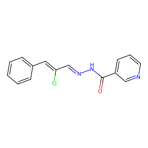 N-[(2-chloro-3-phenylprop-2-enylidene)amino]pyridine-3-carboxamide structure