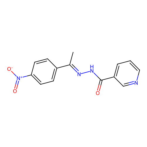 N'-(1-(4-Nitrophenyl)ethylidene) 3-pyridinohydrazide structure