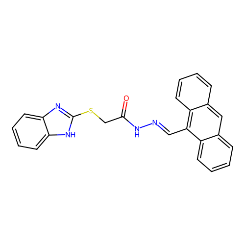 N'-[(E)-anthracen-9-ylmethylidene]-2-(1H-benzimidazol-2-ylsulfanyl)acetohydrazide structure