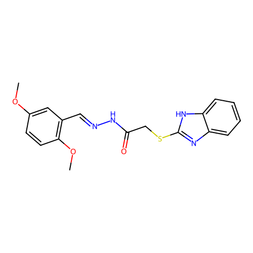 2-(1H-benzimidazol-2-ylsulfanyl)-N'-[(E)-(2,5-dimethoxyphenyl)methylidene]acetohydrazide structure