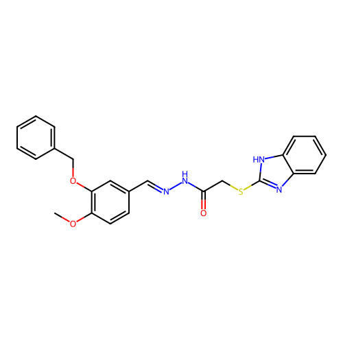 2-(1H-benzimidazol-2-ylsulfanyl)-N'-{(E)-[3-(benzyloxy)-4-methoxyphenyl]methylidene}acetohydrazide structure