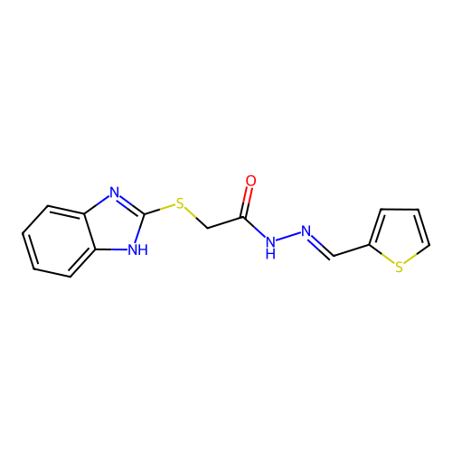 2-(1H-benzimidazol-2-ylsulfanyl)-N'-[(E)-thiophen-2-ylmethylidene]acetohydrazide structure