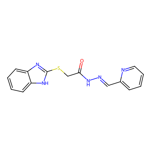 2-(1H-benzimidazol-2-ylsulfanyl)-N'-[(E)-pyridin-2-ylmethylidene]acetohydrazide structure