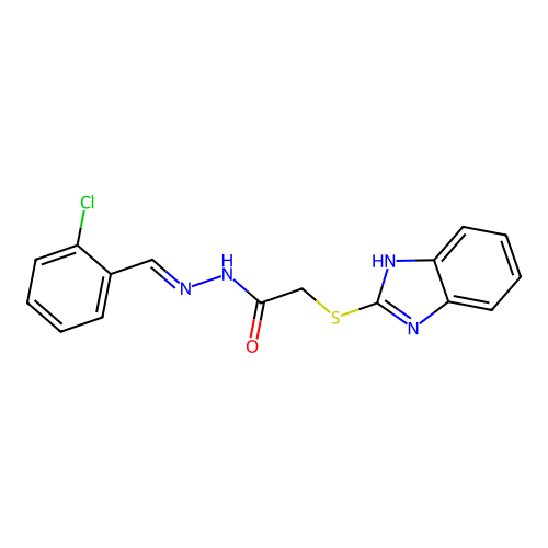 2-(1H-benzimidazol-2-ylsulfanyl)-N'-[(E)-(2-chlorophenyl)methylidene]acetohydrazide structure