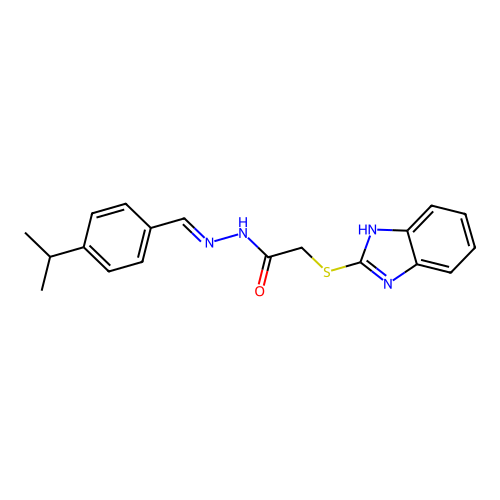 2-(1H-benzimidazol-2-ylsulfanyl)-N'-{(E)-[4-(propan-2-yl)phenyl]methylidene}acetohydrazide structure