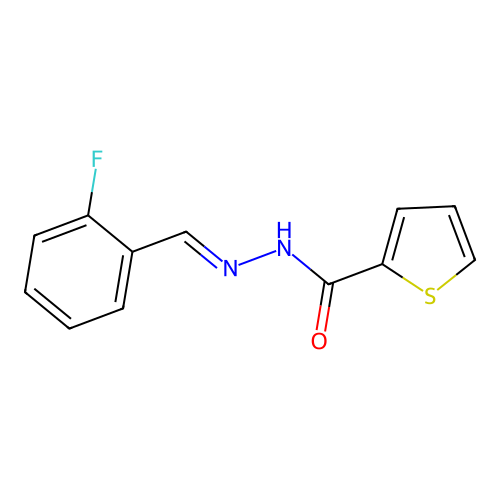 N'-[(E)-(2-fluorophenyl)methylidene]thiophene-2-carbohydrazide structure