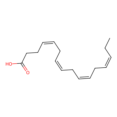 (4Z,7Z,10Z,13Z)-hexadeca-4,7,10,13-tetraenoic acid structure