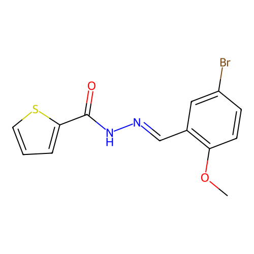 N'-[(E)-(5-bromo-2-methoxyphenyl)methylidene]thiophene-2-carbohydrazide structure