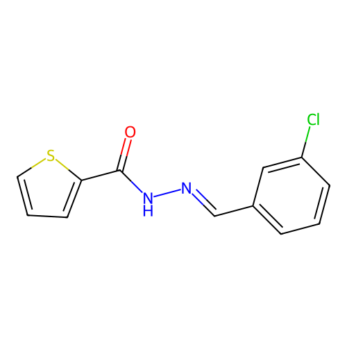 N'-(3-chlorobenzylidene)-2-thiophenecarbohydrazide structure