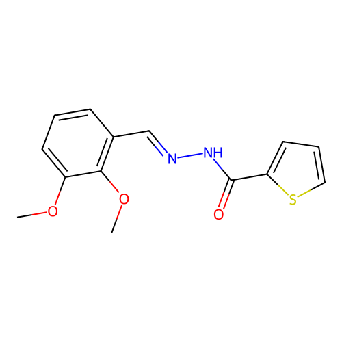 N'-[(E)-(2,3-dimethoxyphenyl)methylidene]thiophene-2-carbohydrazide structure
