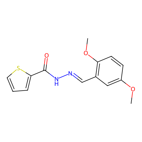 N'-[(E)-(2,5-dimethoxyphenyl)methylidene]thiophene-2-carbohydrazide structure