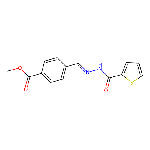 methyl 4-{(E)-[(2-thienylcarbonyl)hydrazono]methyl}benzoate structure