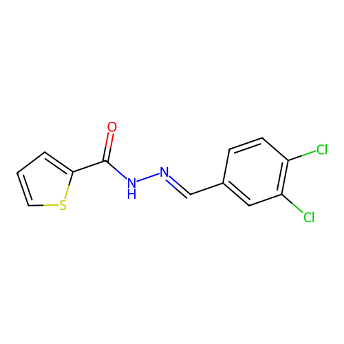 N'-[(E)-(3,4-dichlorophenyl)methylidene]thiophene-2-carbohydrazide structure