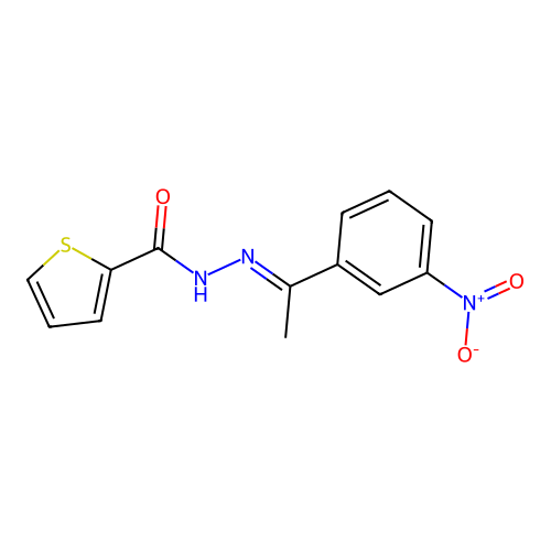 N'-[1-(3-nitrophenyl)ethylidene]-2-thiophenecarbohydrazide structure