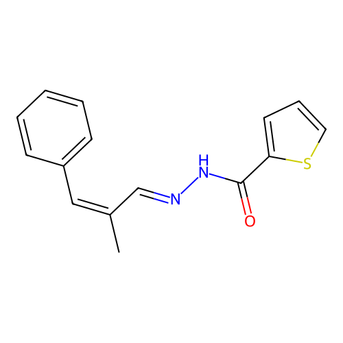 N-[(E)-[(Z)-2-methyl-3-phenylprop-2-enylidene]amino]thiophene-2-carboxamide structure