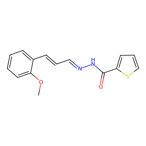 N-[(E)-[(E)-3-(2-methoxyphenyl)prop-2-enylidene]amino]thiophene-2-carboxamide structure