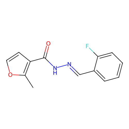 N'-[(E)-(2-fluorophenyl)methylidene]-2-methylfuran-3-carbohydrazide structure