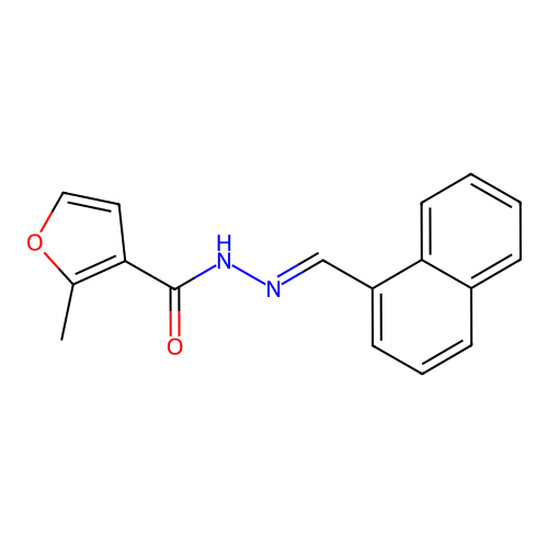 2-methyl-N-[(E)-naphthalen-1-ylmethylideneamino]furan-3-carboxamide structure
