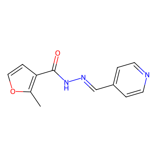 2-methyl-N-[(E)-pyridin-4-ylmethylideneamino]furan-3-carboxamide structure