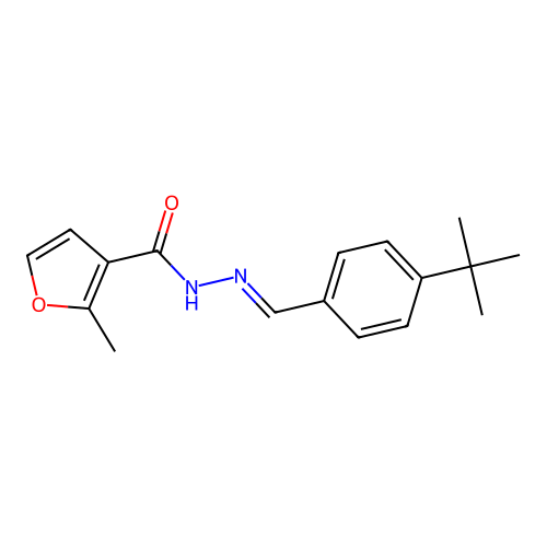 N'-[(E)-(4-tert-butylphenyl)methylidene]-2-methylfuran-3-carbohydrazide structure