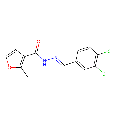 N'-[(E)-(3,4-dichlorophenyl)methylidene]-2-methylfuran-3-carbohydrazide structure