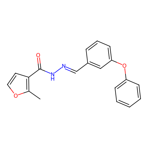 2-methyl-N'-[(E)-(3-phenoxyphenyl)methylidene]furan-3-carbohydrazide structure