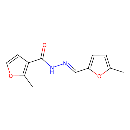 2-methyl-N'-[(E)-(5-methylfuran-2-yl)methylidene]furan-3-carbohydrazide structure