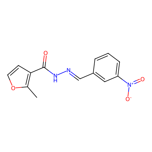2-methyl-N'-[(E)-(3-nitrophenyl)methylidene]furan-3-carbohydrazide structure