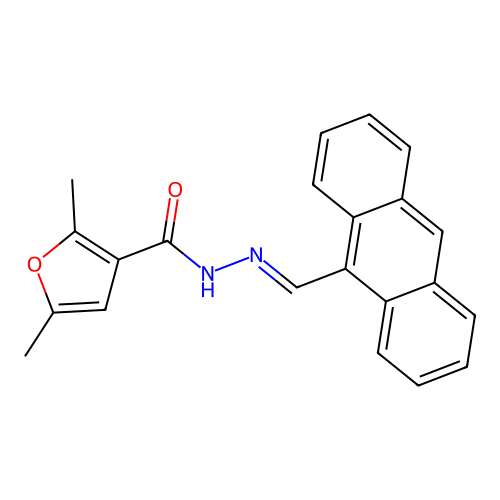 N'-[(E)-anthracen-9-ylmethylidene]-2,5-dimethylfuran-3-carbohydrazide structure