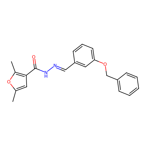 (E)-N'-(3-(benzyloxy)benzylidene)-2,5-dimethylfuran-3-carbohydrazide structure