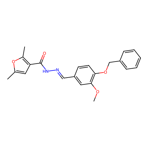 (E)-N'-(4-(benzyloxy)-3-methoxybenzylidene)-2,5-dimethylfuran-3-carbohydrazide structure
