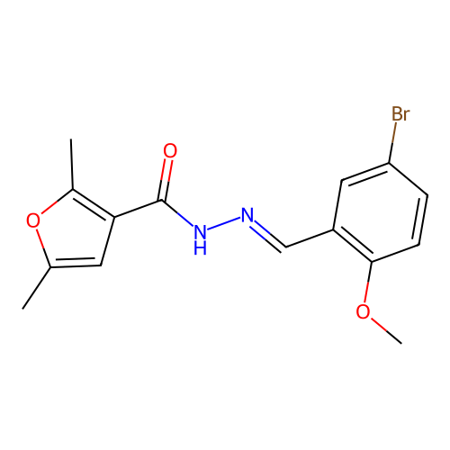 N'-[(E)-(5-bromo-2-methoxyphenyl)methylidene]-2,5-dimethylfuran-3-carbohydrazide structure