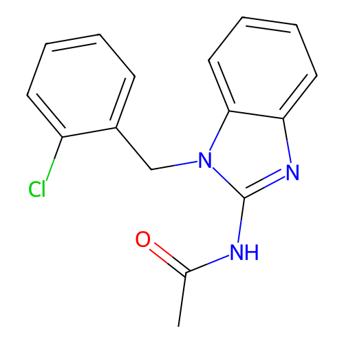 N-[1-[(2-chlorophenyl)methyl]benzimidazol-2-yl]acetamide structure